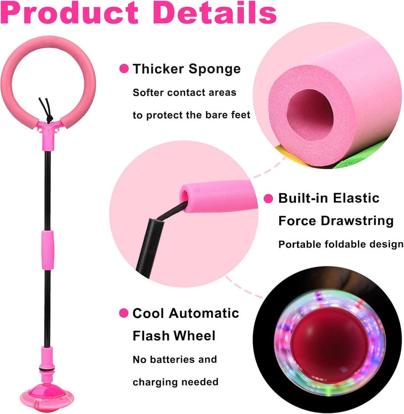 Hewog Skip Ball, Portable Foldable Colorful Flash Wheel Swing Ball, Kids Toys for Girls & Boys, Sports Fitness Toys for Kids & Adults. Gifts for Mom Women & Girls Toys Age 5-10 Years - Image 4